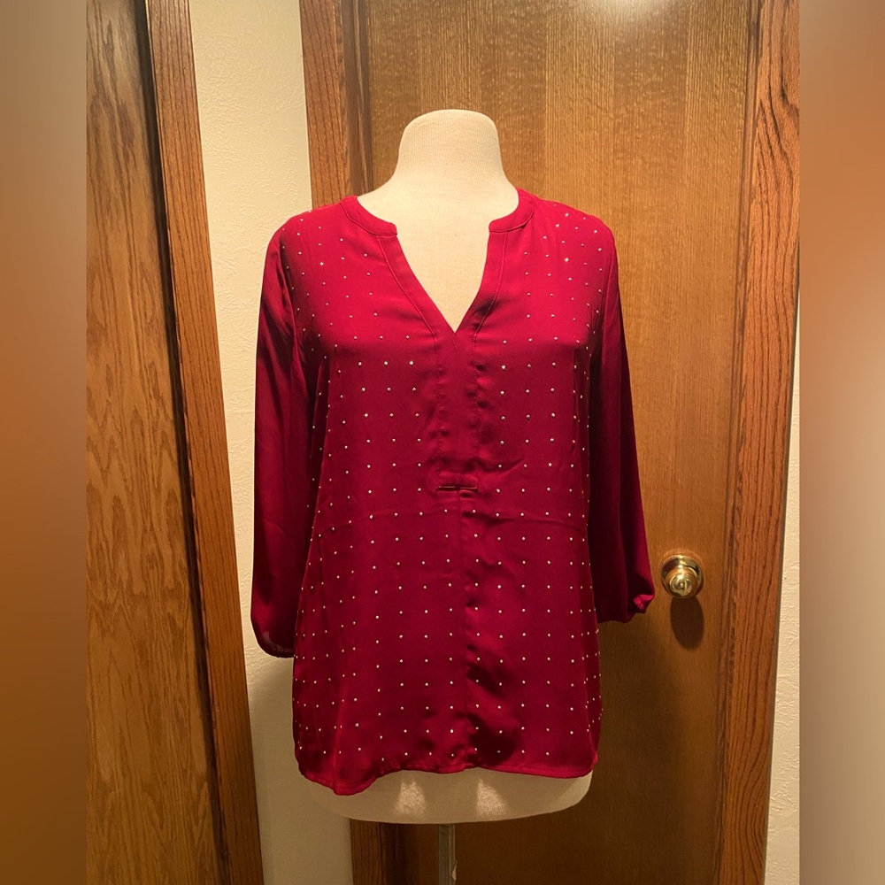 Maurices dress blouse, burgundy with silver details